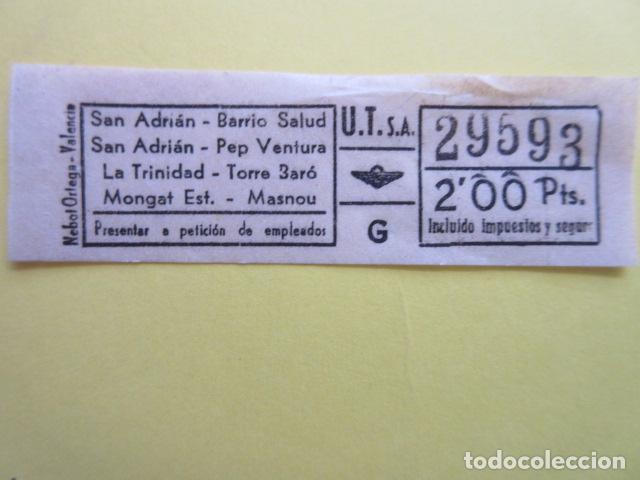 Sammeln von Fahrkarten: REF-CS-001 - BILLETE EMPRESA URBAS URBANIZACIONES Y TRANSPORTES TRAYECTOS FOTO CAPICUA LASTIMA 29593