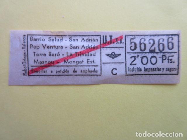 Sammeln von Fahrkarten: REF-CS-001 - BILLETE EMPRESA URBAS URBANIZACIONES Y TRANSPORTES TRAYECTOS FOTO CAPICUA LASTIMA 56266