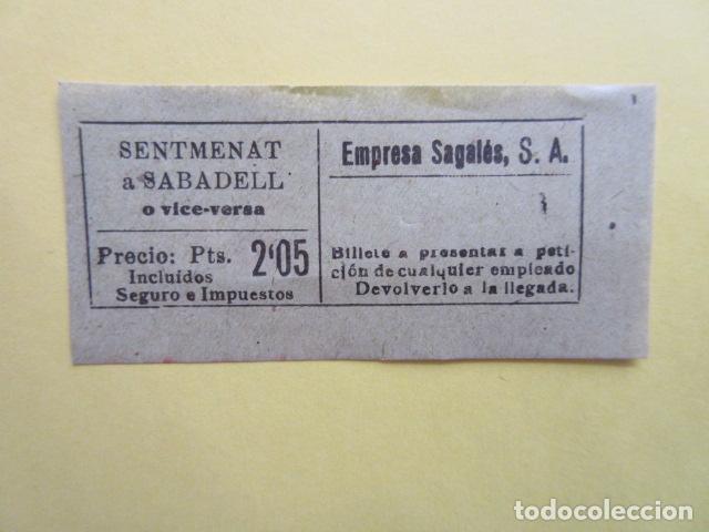 Sammeln von Fahrkarten: REF-CS-001 - BILLETE EMPRESA SAGALES SENTMENAT SABADELL