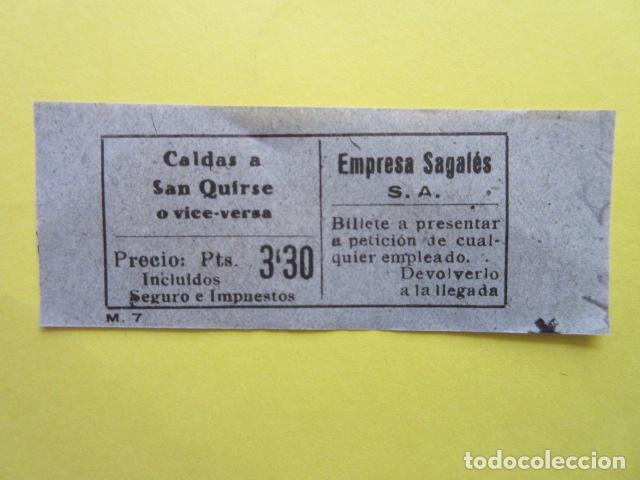 Colecionismos Bilhetes de Transporte: REF-CS-001 - BILLETE EMPRESA SAGALES CALDAS SAN QUIRSE