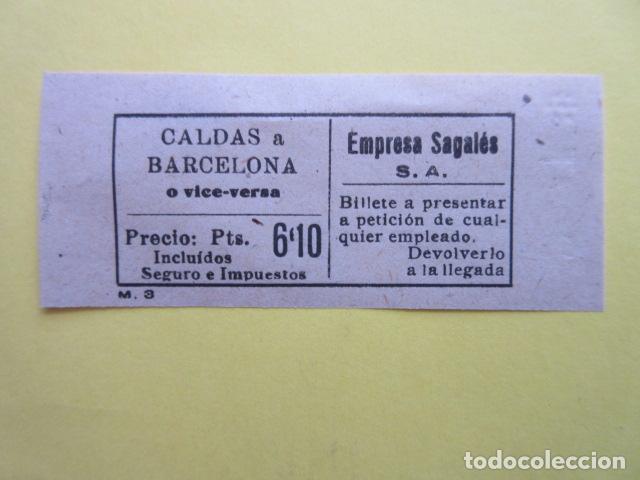Sammeln von Fahrkarten: REF-CS-001 - BILLETE EMPRESA SAGALES CALDAS BARCELONA