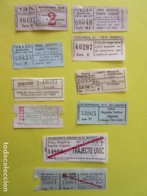 Sammeln von Fahrkarten: REF-CS-001 - LOTE DE 9 BILLETE DIFERENTES EMPRESA CATALU&Ntilde;A MASNOU SAGALES RUE CASTELLDEFELS ROSANBUS