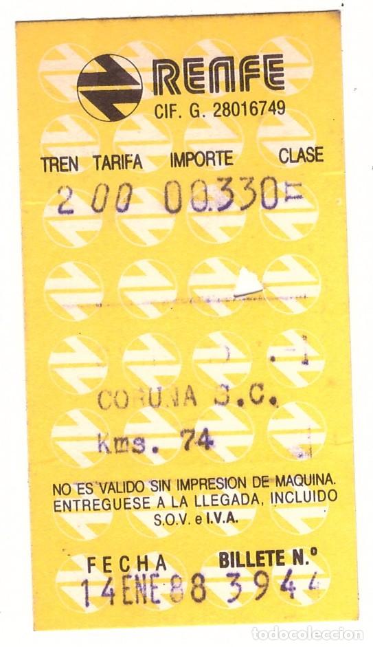 Sammeln von Fahrkarten: Billete de tren RENFE ticado. Fecha: 14 enero 1988