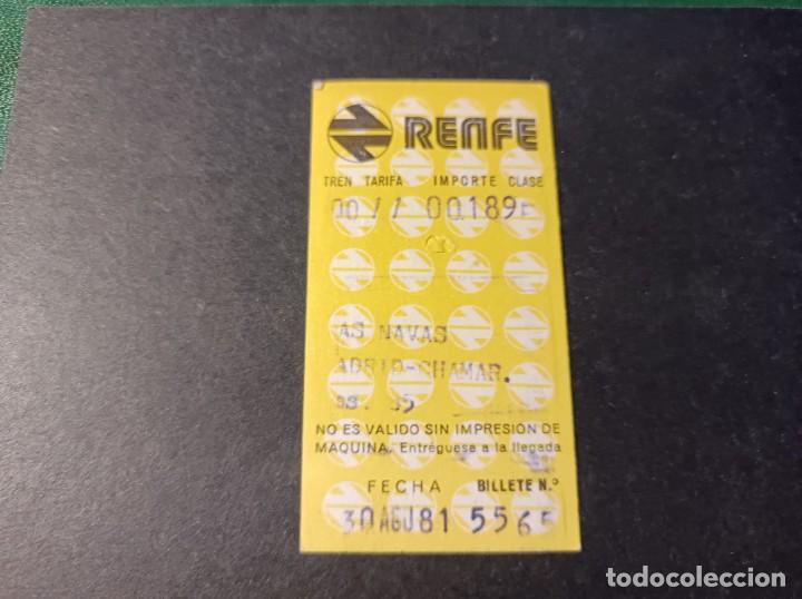 Sammeln von Fahrkarten: Billete Renfe Las Navas del Marques-Madrid Chamart&iacute;n. 30 de Agosto de 1981.