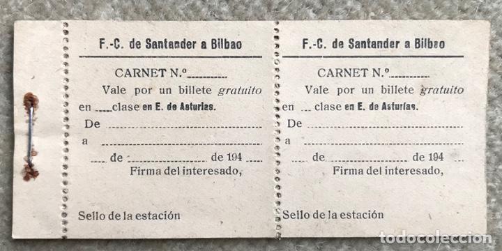 Collectables Transport Tickets: Peque&ntilde;o talonario Vale por un billete gratuito - Asturias - Ferrocarril de Santander a Bilbao