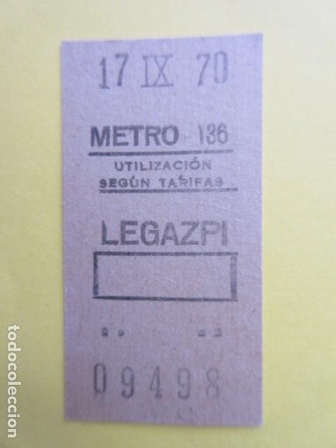 Sammeln von Fahrkarten: METRO MADRID - RECUADRO - A&Ntilde;O 1970 - PARADA LEGAZPI 136
