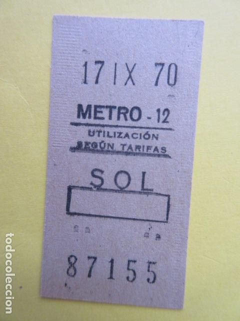 Sammeln von Fahrkarten: METRO MADRID - RECUADRO - A&Ntilde;O 1970 - PARADA SOL 12