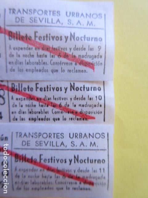 Collectionnisme Billets de transport: LOTE 3 BILLETE FESTIVO NOCTURO SEVILLA AUTOBUS CAPICUA 383 242 822 OJOJO DESDE LAS 9, 10 Y 11 NOCHE