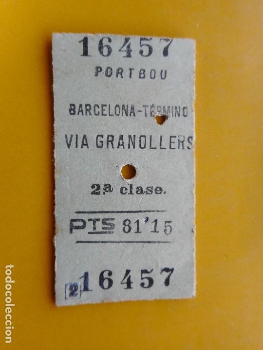 Coleccionismo Billetes de transporte: ANTIGUO BILLETE FERROCARRIL.PORTBOU.BARCELONA TERMINO GRANOLLERS.