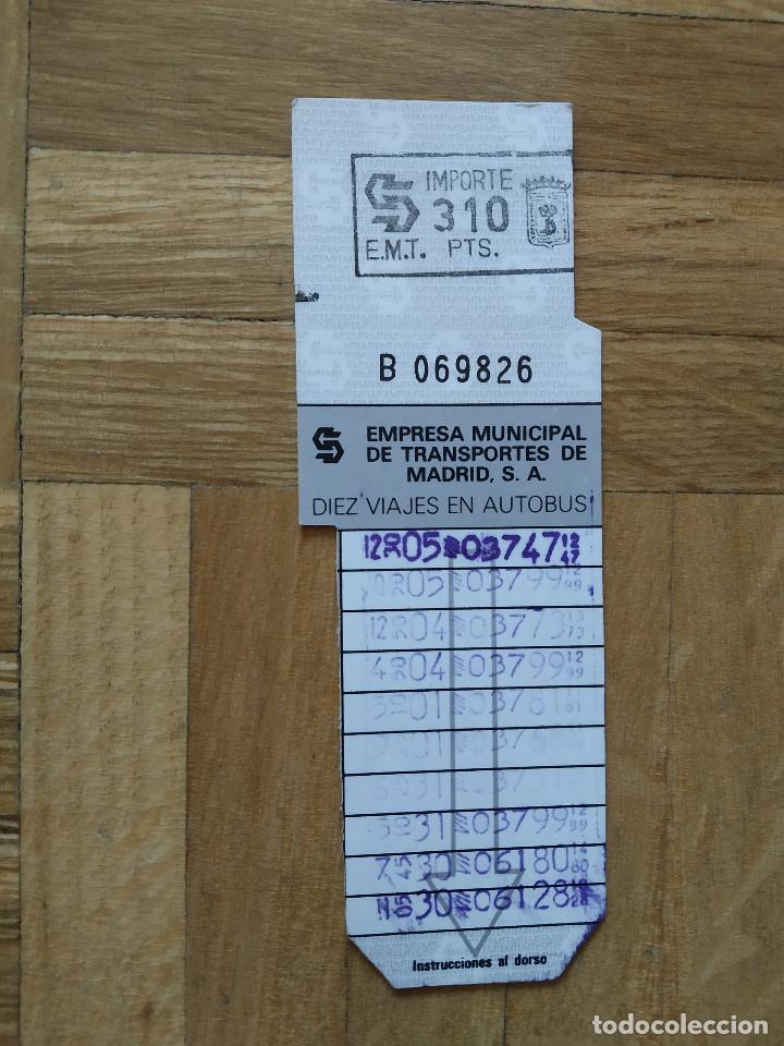 Sammeln von Fahrkarten: BILLETE AUTOBUS EMT DE MADRID 310 PESETAS. VER FOTOS -- LETRA B