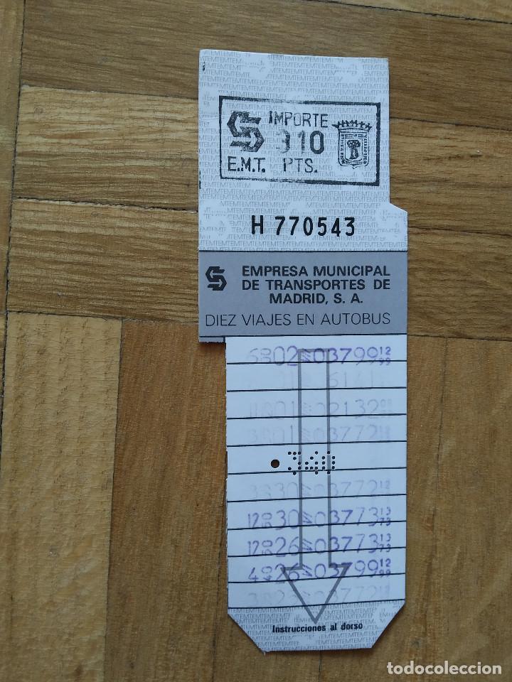 Sammeln von Fahrkarten: BILLETE AUTOBUS EMT DE MADRID 310 PESETAS. VER FOTOS -- LETRA H