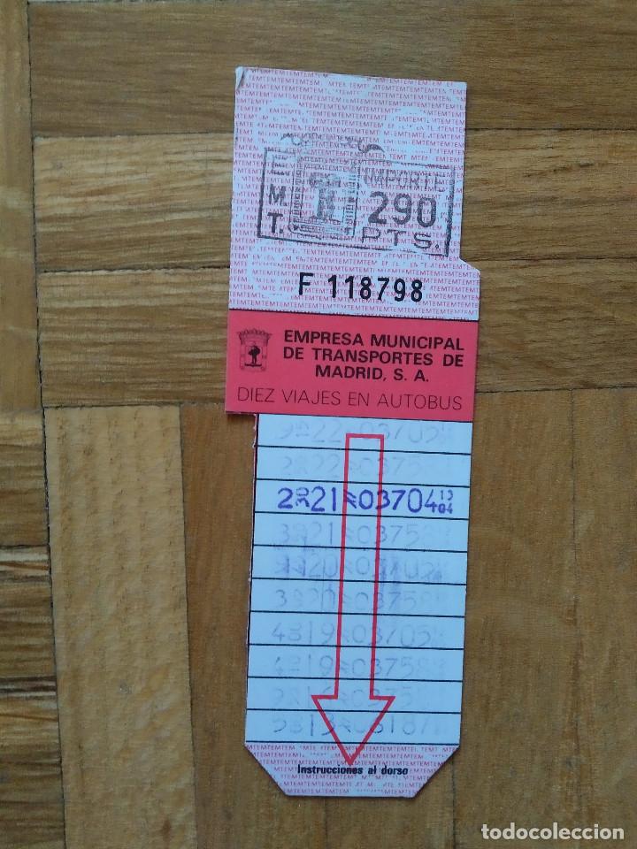 Sammeln von Fahrkarten: BILLETE AUTOBUS EMT DE MADRID 290 PESETAS. VER FOTOS -- LETRA F