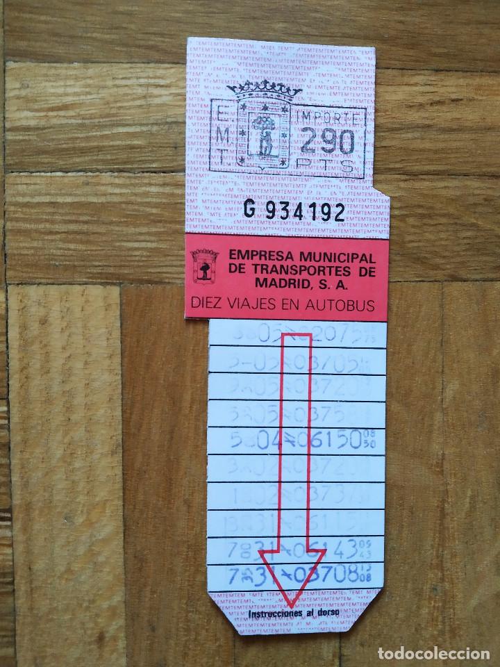 Sammeln von Fahrkarten: BILLETE AUTOBUS EMT DE MADRID 290 PESETAS. VER FOTOS -- LETRA G