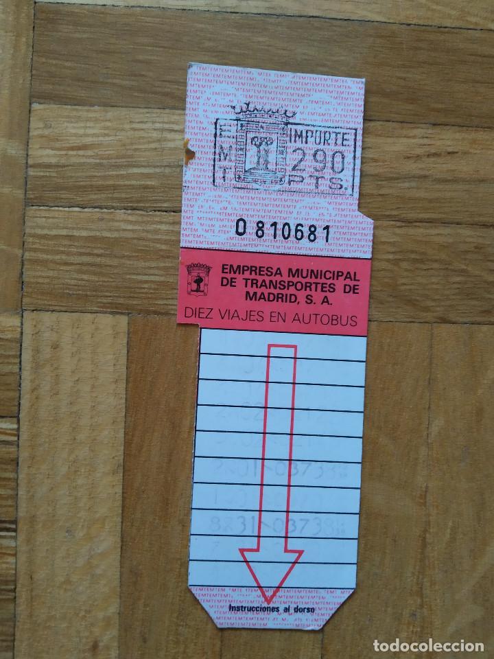 Sammeln von Fahrkarten: BILLETE AUTOBUS EMT DE MADRID 290 PESETAS. VER FOTOS -- LETRA O