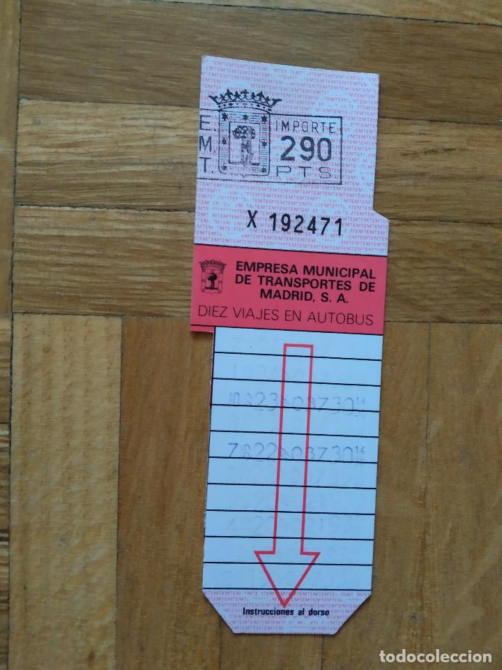 Sammeln von Fahrkarten: BILLETE AUTOBUS EMT DE MADRID 290 PESETAS. VER FOTOS -- LETRA X