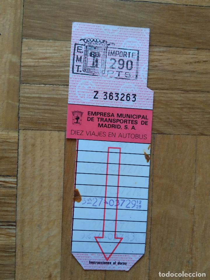 Sammeln von Fahrkarten: BILLETE AUTOBUS EMT DE MADRID 290 PESETAS. VER FOTOS -- LETRA Z