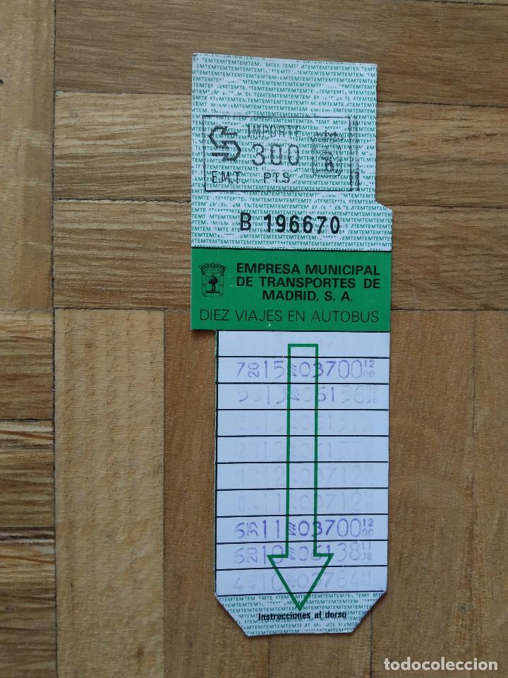 Sammeln von Fahrkarten: BILLETE AUTOBUS EMT DE MADRID 300 PESETAS. VER FOTOS -- LETRA B