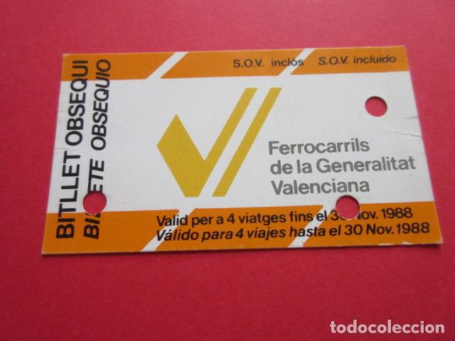 Collectionnisme Billets de transport: BILLETE CONMEMORATIVO 4 VIAJES VALENCIA FERROCARRILES GENERALITAT 30 NOVIEMBRE 1988