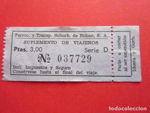 Collectionnisme Billets de transport: BILLETE FERROCARRIL Y TRANSPORTE SUBURBANO DE BILBAO S.A.