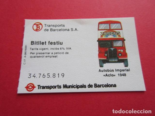 Collectionnisme Billets de transport: BILLETE FESTIVO AUTOBUS ACLO DOS PISOS ZOO