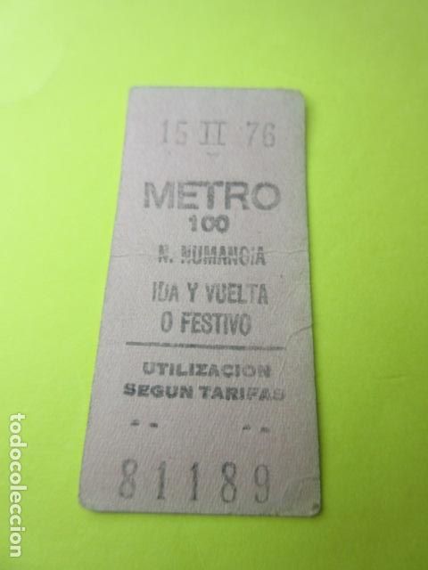 Coleccionismo Billetes de transporte: REFERENCIA REFMM01 - METRO MADRID - MODELO PARADA IDA VUELTA FESTIVO COLOR ROSA - N. NUMANCIA 100