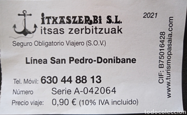 Colecionismos Bilhetes de Transporte: BILLETE BARCO LINEA SAN PEDRO-DONIBANE
