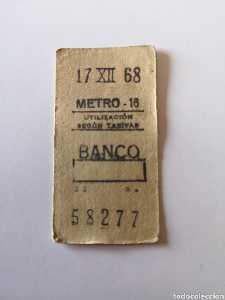 Colecionismos Bilhetes de Transporte: Ticket de Metro de Madrid Metro - 16 Banco del 17 de diciembre de 1968