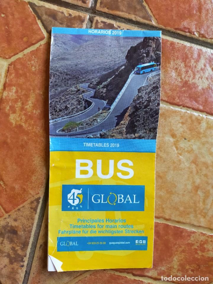 Collectionnisme Billets de transport: Antigua gu&iacute;a desplegable servicio trasporte guaguas autobuses interurbanos Global Salcai Utinsa