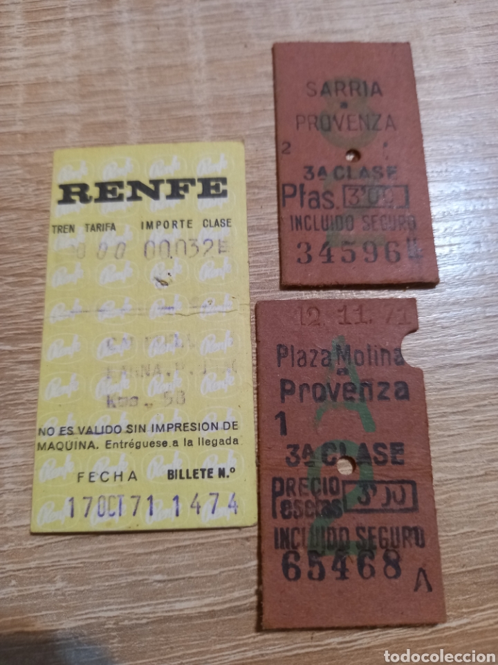 Sammeln von Fahrkarten: TRES BILLETES DE TRANSPORTES RENFE
