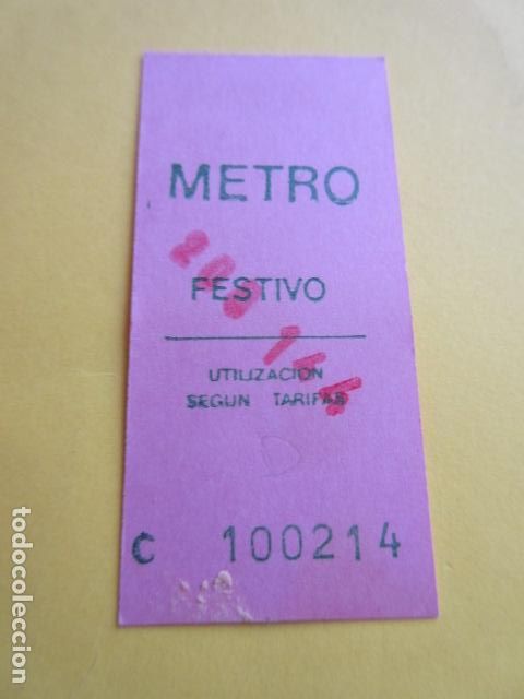 Sammeln von Fahrkarten: BILLETE METRO MADRID FESTIVO ROSA