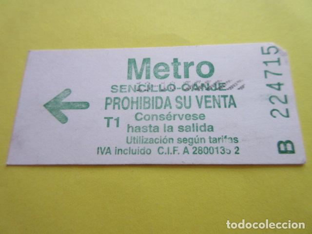 Sammeln von Fahrkarten: BILLETE METRO MADRID SENCILLO CANJE LETRA VERDE - T1