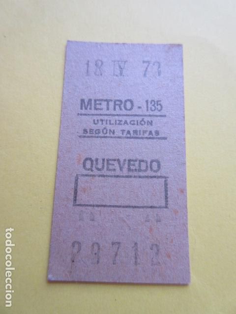 Coleccionismo Billetes de transporte: BILLETE METRO MADRID QUEVEDO 135
