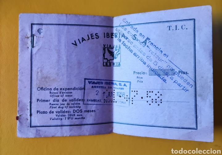 Sammeln von Fahrkarten: Billete TAL&Oacute;N- VIAJES IBERIA S.A.-1958