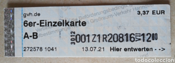 Sammeln von Fahrkarten: BILLETE DE TRANSPORTE DE HANOVER