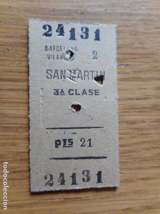 Sammeln von Fahrkarten: ANTIGUO BILLETE.TREN.FERROCARRIL.BARCELONA VILANONA-SAN MARTIN 3&ordf; CLASE.1961