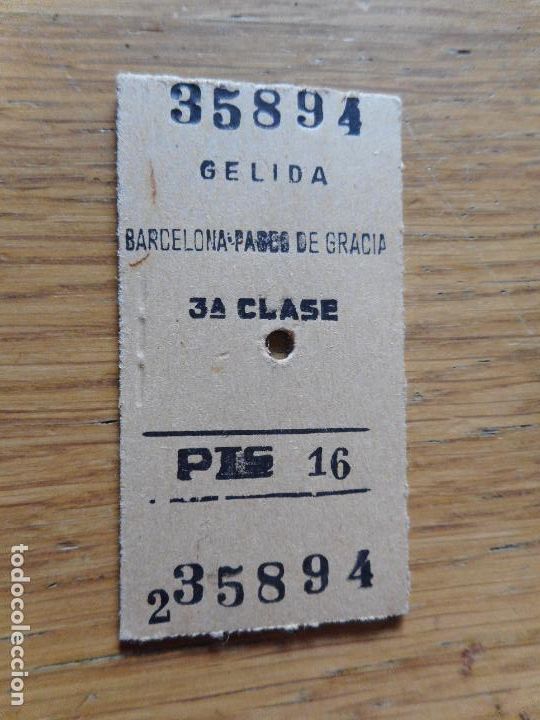 Sammeln von Fahrkarten: ANTIGUO BILLETE.TREN.FERROCARRIL.GELIDA -BARCELONA PASEO GRACIA. 1963