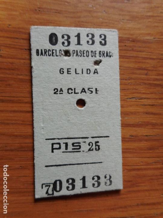 Sammeln von Fahrkarten: ANTIGUO BILLETE.TREN.FERROCARRIL.BARCELONA PASEO GRACIA- GELIDA 1963