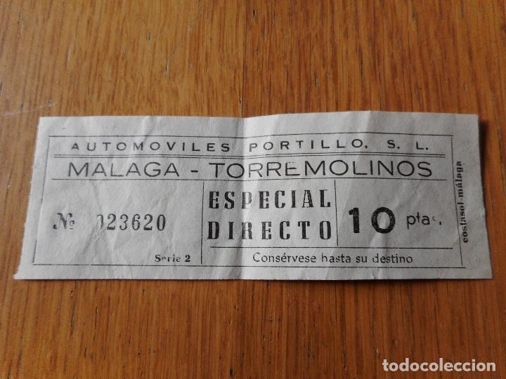 Sammeln von Fahrkarten: ANTIGUO BILLETE.AUTOMOVILES PORTILLO.MALAGA-TORREMOLINOS. 10 PTAS.