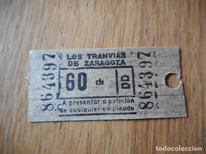 Sammeln von Fahrkarten: ANTIGUO BILLETE.TRANVIAS ZARAGOZA 60 CENTIMOS.
