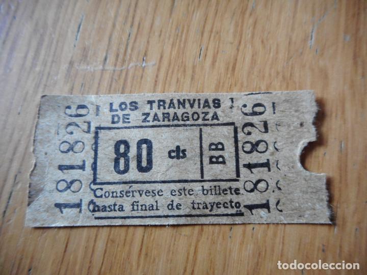 Sammeln von Fahrkarten: ANTIGUO BILLETE.TRANVIAS ZARAGOZA 80 CENTIMOS.