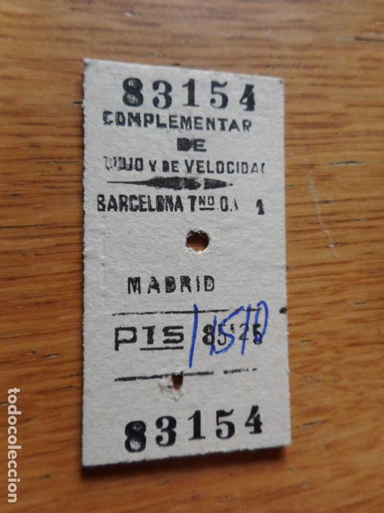 Sammeln von Fahrkarten: ANTIGUO BILLETE.TREN.FERROCARRIL.BARCELONA-MADRID 1957