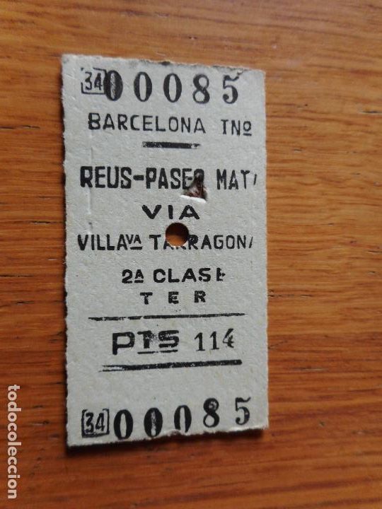 Collectionnisme Billets de transport: ANTIGUO BILLETE.TREN.FERROCARRIL.BARCELONA-REUS.VIA TARRAGONA 1966