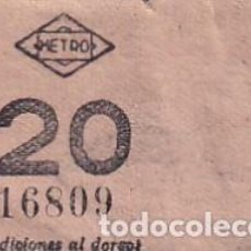 Coleccionismo Billetes de transporte: BILLETE DE METRO DE MADRID 20 (CONDICIONES AL DORSO). Lote 285991813