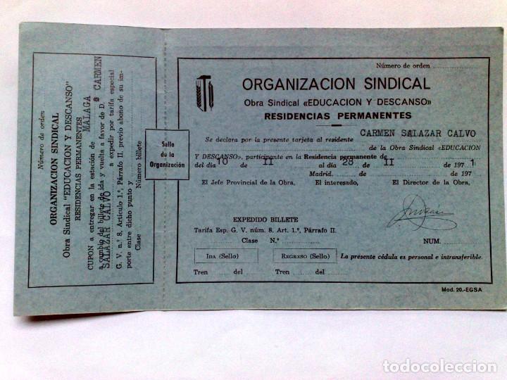 Colecionismos Bilhetes de Transporte: CUP&Oacute;N DE TRANSPORTE P&Uacute;BLICO,,CAMBIO DE BILLETES,ESTACI&Oacute;N DE MALAGA,ORGANIZACI&Oacute;N SINDICAL 1971.