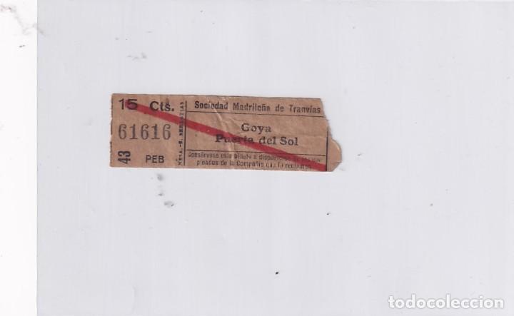 Collectables Transport Tickets: BILLETE TRANVIA CAPICUA SOCIEDAD MADRILE&Ntilde;A DE TRANVIAS GOYA PUERTA DEL SOL