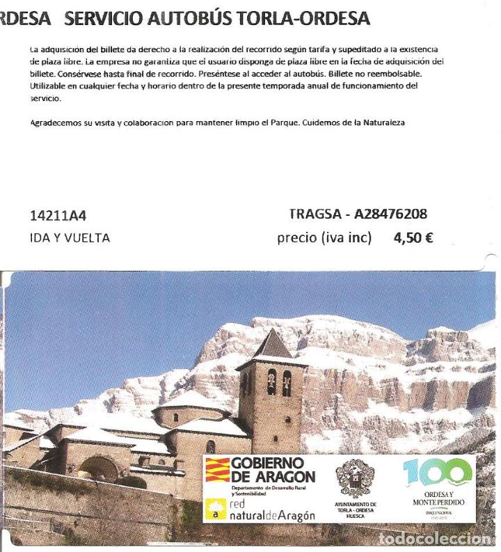 Colecionismos Bilhetes de Transporte: BILLETE TRANSPORTE, AUTOB&Uacute;S TORLA-ORDESA, ANVERSO Y REVERSO