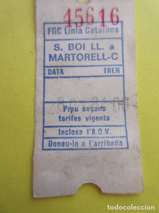 Collectionnisme Billets de transport: 1 BILLETE FERROCARRIL GENERALITAT LINEAS CATALANES S.BOI LL. MARTORELL