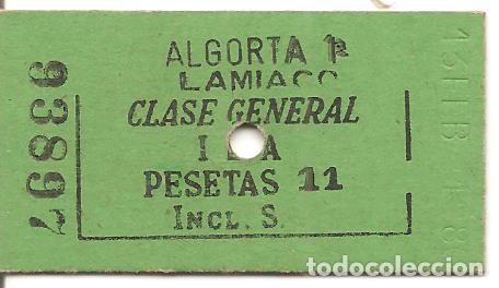 Coleccionismo Billetes de transporte: BILLETE DE TRANSPORTE, FERROCARRIL, EDMONDSON, ALGORTA 1&ordf;--LAMIACO, CLASE GENERAL- A&Ntilde;OS 70/80