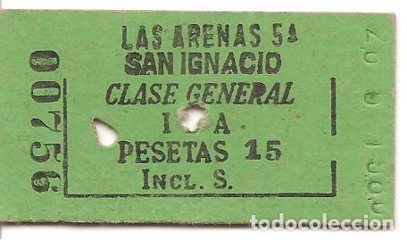 Coleccionismo Billetes de transporte: BILLETE DE TRANSPORTE, FERROCARRIL, EDMONDSON, LAS ARENAS 5&ordf;--SAN IGNACIO, CLASE GENERAL, A&Ntilde;OS 70/80