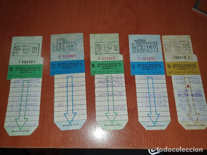 Collectionnisme Billets de transport: Bono bus de madrid, 5 diferentes al dorso